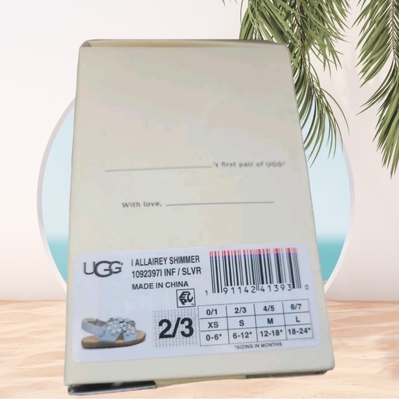 UGG Baby Allairey Shimmer Silver Sandal Size 2-3- NIB - Picture 3 of 5